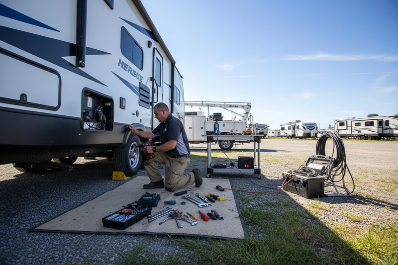 RV Tech Working on Trailer
